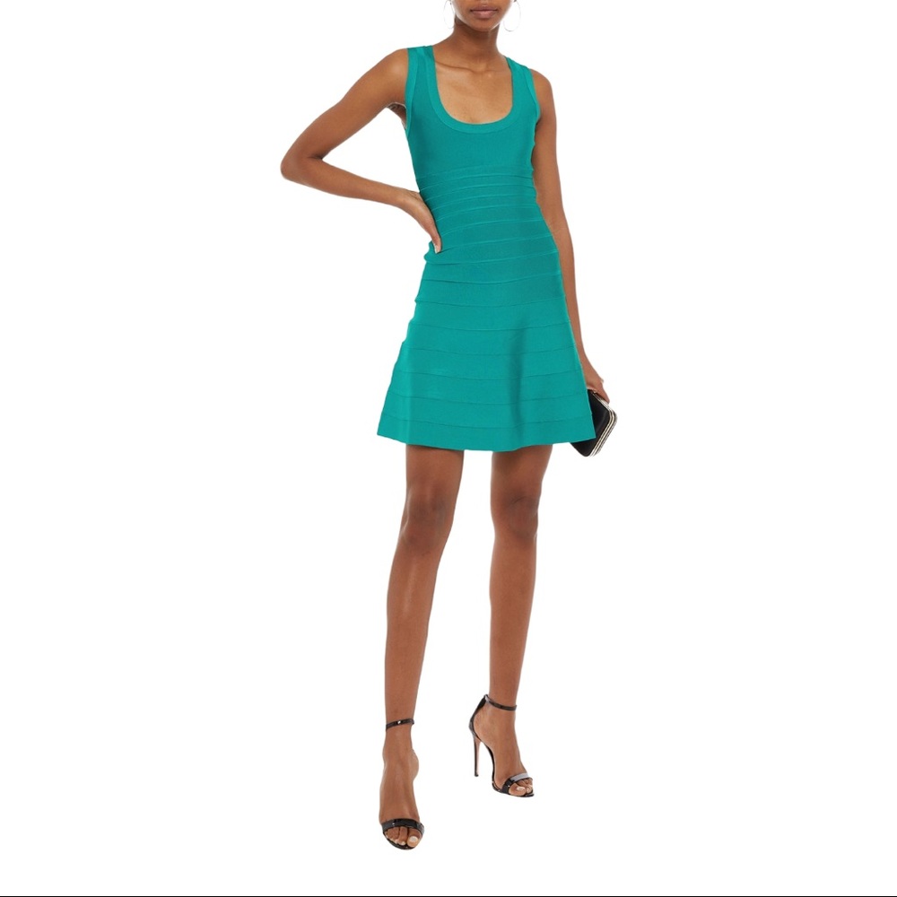 NWT HERVE LEGER
Women's Sleeveless Bandage Dress In Turquoise
